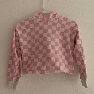Girls Pick Checker Cropped Hoodie